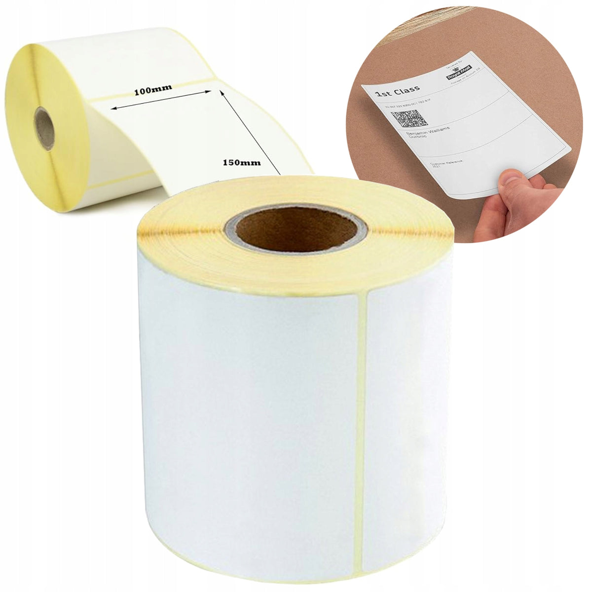 Thermal Courier Labels White 100x150mm 350pcs Zebra Godex Perforation