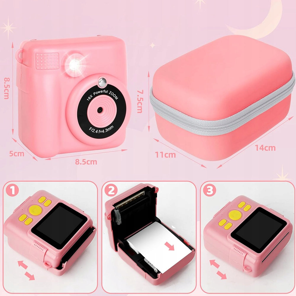 Thermal instant camera for children with 3 rolls and print function Brand Bedee