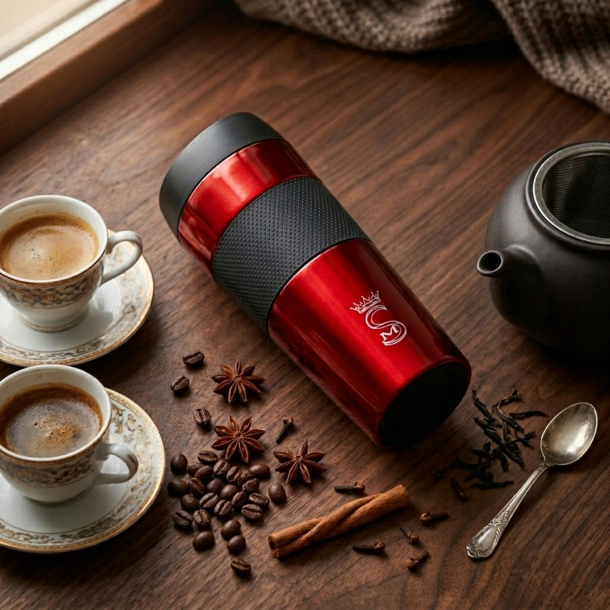 Thermal mug tourist thermos vacuum sealed steel 450 ml Manufacturer code Termos turystyczny czerwony kubek termiczny