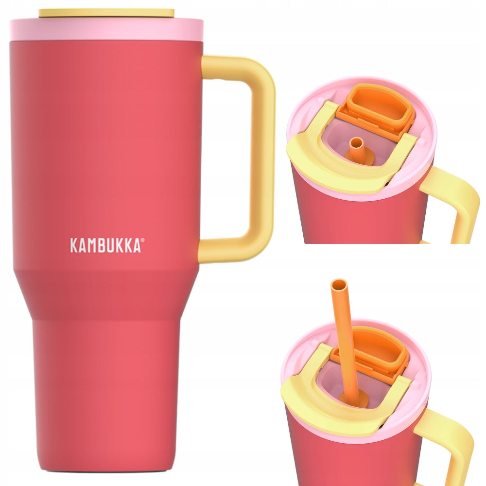 Thermal mug with straw Kambukka mug with straw 950ml Rio Pink Papaya Manufacturer code 11-08002