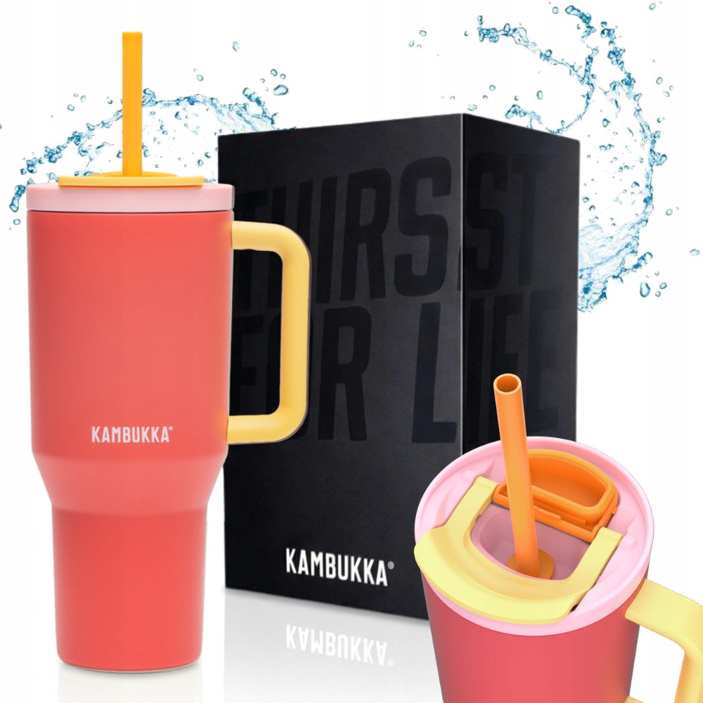 Thermal mug with straw Kambukka mug with straw 950ml Rio Pink Papaya