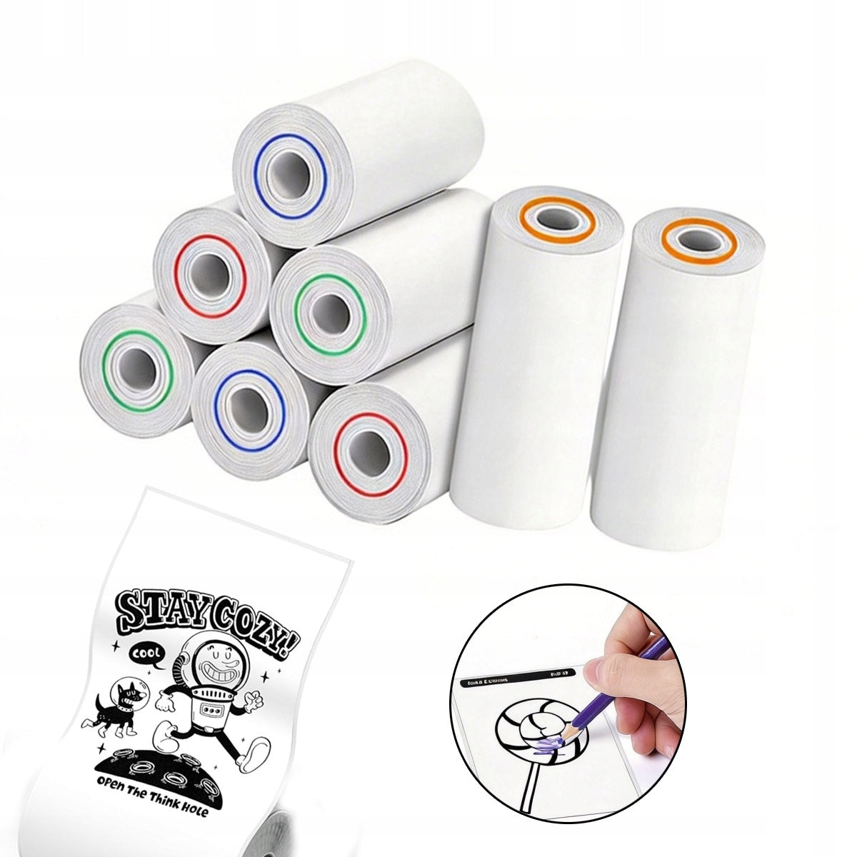Thermal paper for miniature printing, 8 rolls