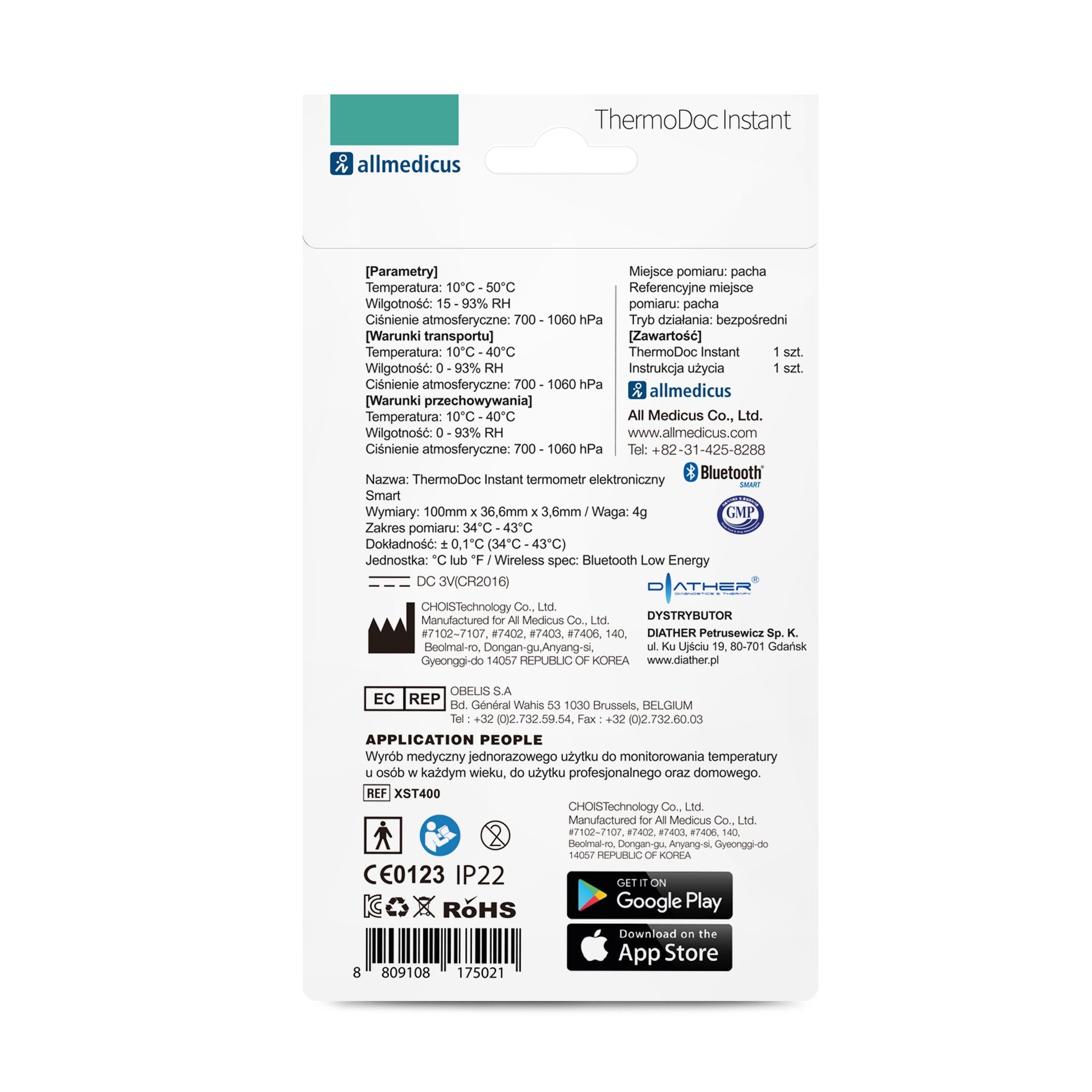 ThermoDoc Instant Smart Electronic Thermometer for Kids 1pc Packaging status original