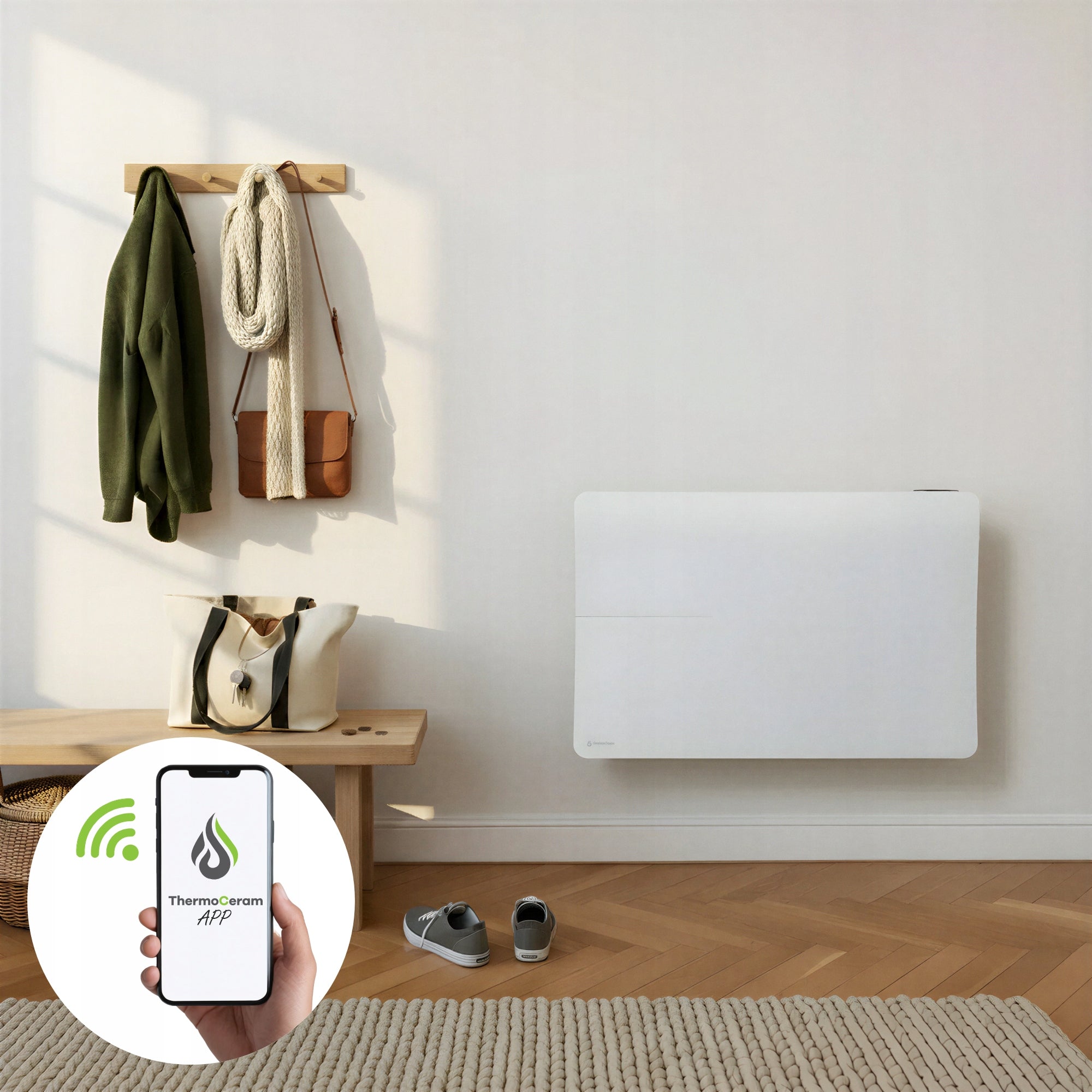 Thermoceram Molia connected heater Dual Heating 2000W White Depth 126 mm