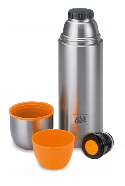 Thermos Esbit ISO Vacuum Flask 1,0l Silver Stainless Steel 2 Cups 2 Stoppers Manufacturer code ISO1000ML