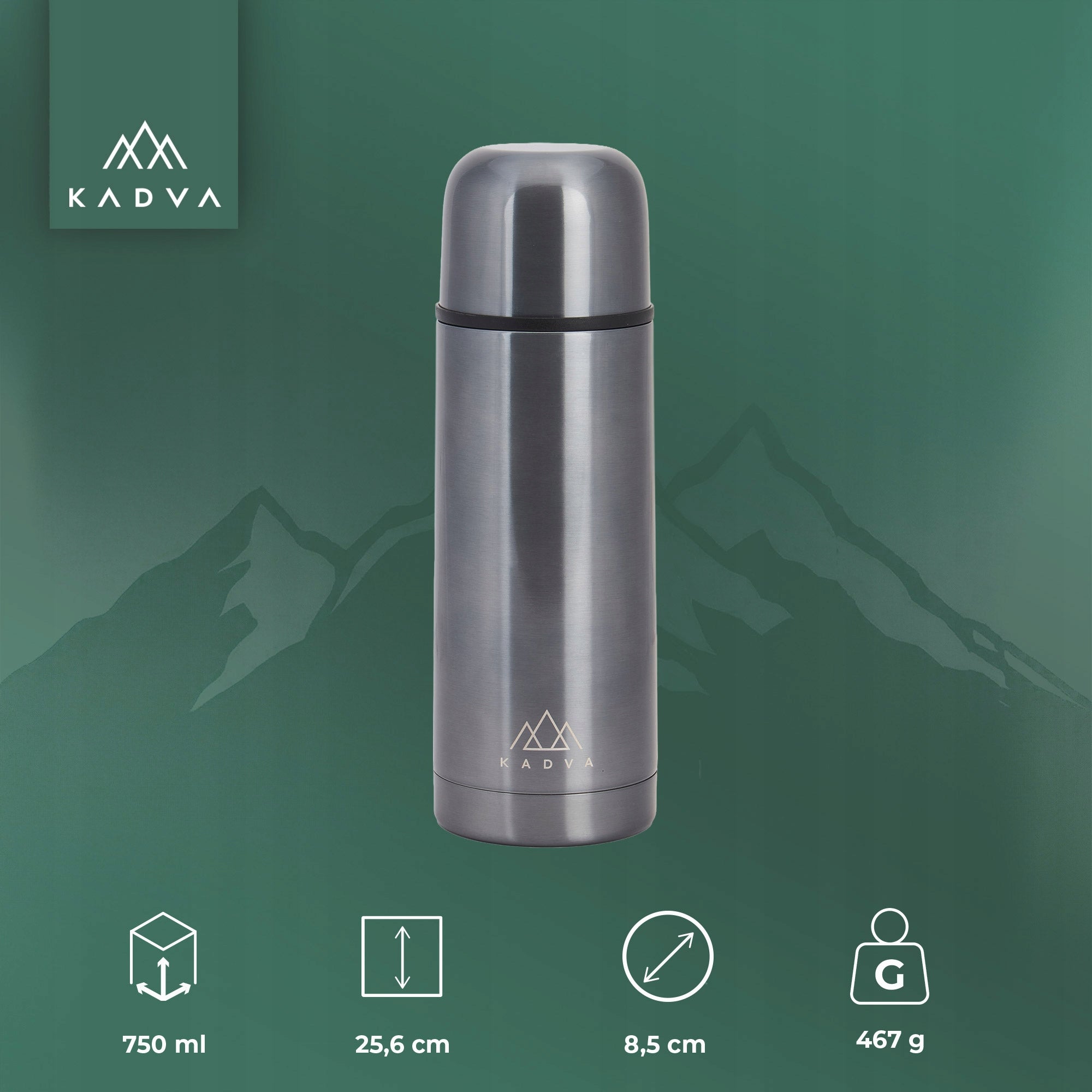 Thermos KADVA Vulcan 750 ml TOURIST STEEL 0.75L FOR COFFEE TEA Packaging status original
