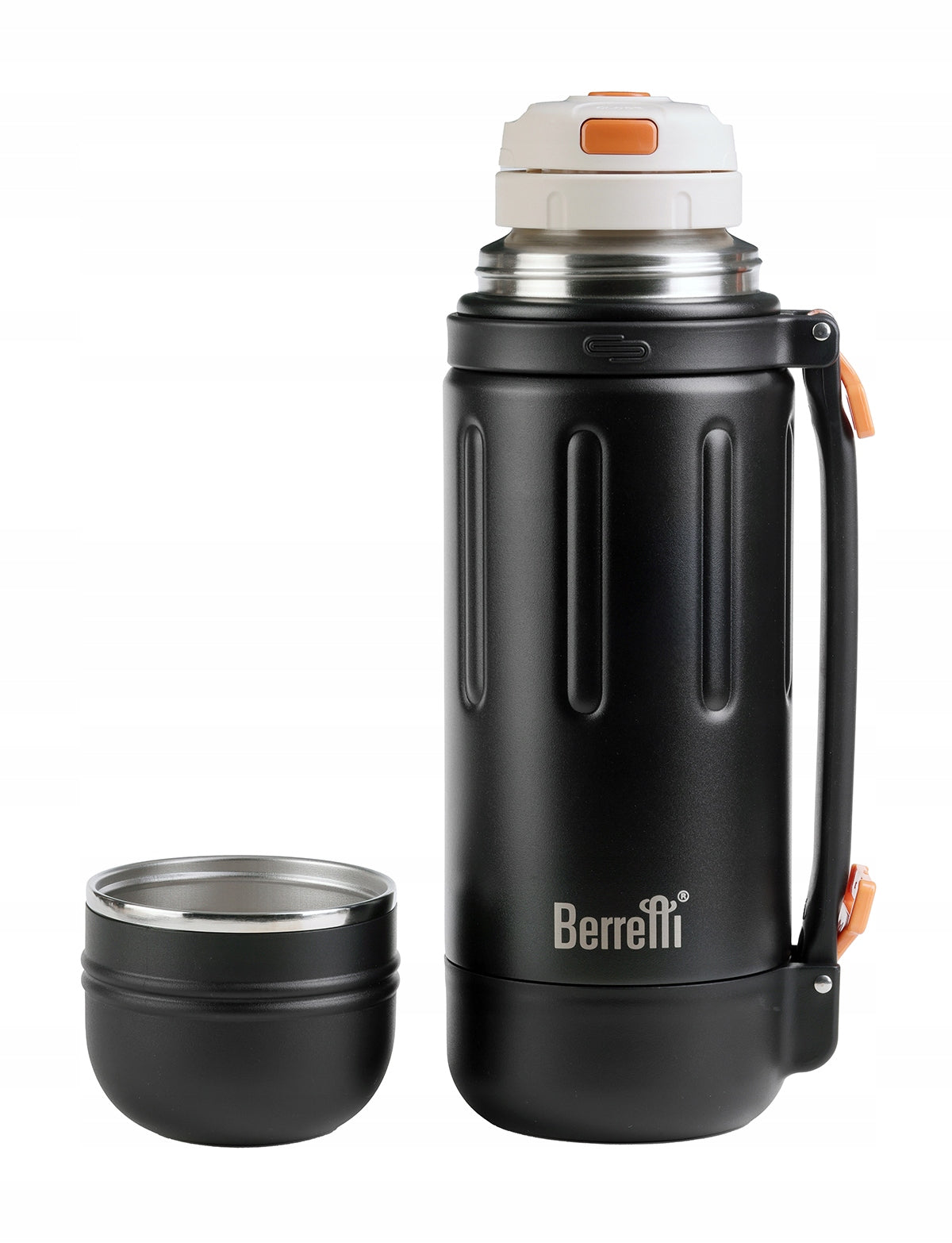 Thermos for drinks coffee tea with mug holder Berretti large 1,2L Black EAN (GTIN) 5906284260541