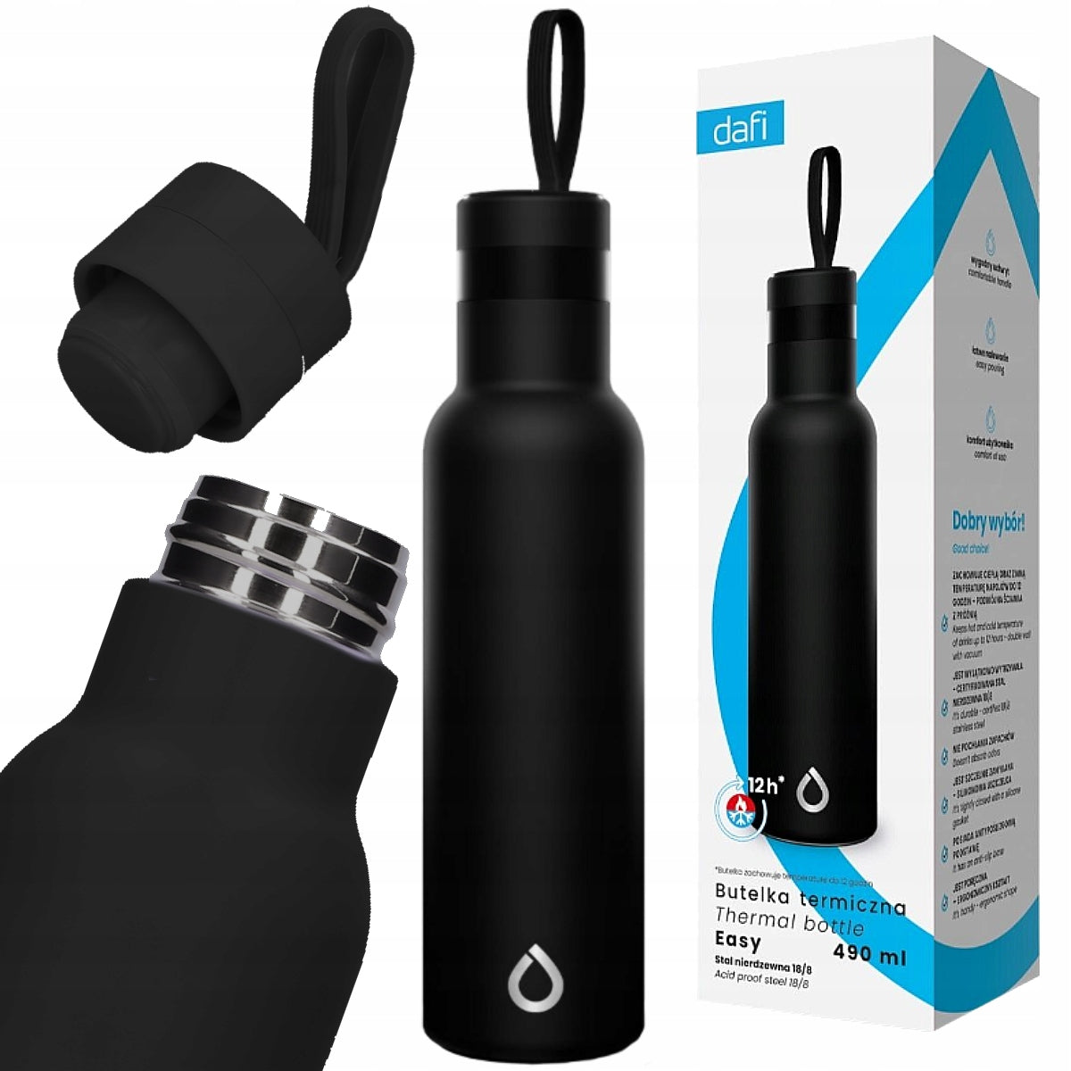 Thermos thermal bottle DAFI EASY black water bottle for coffee tea