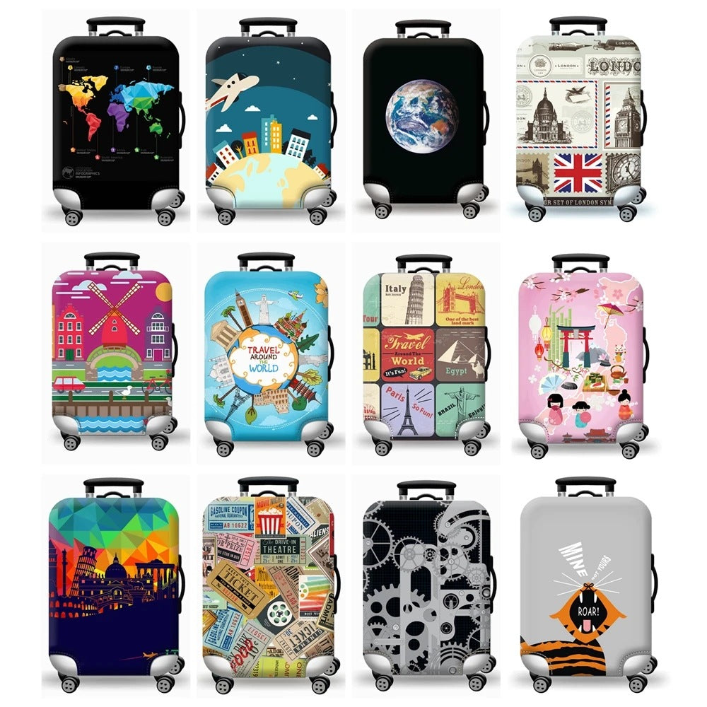 Thick Elastic World Luggage Protective Cover Zipper Suit for Suitcase