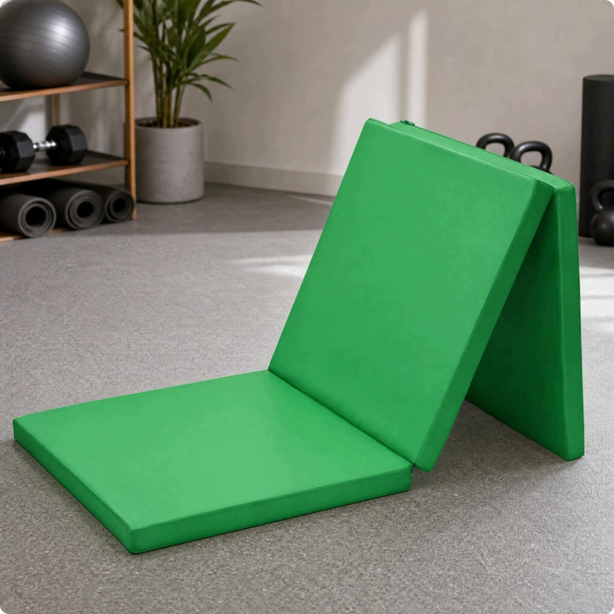 Thick Folding Exercise Mat for Home Gym Workout Tumbling Green 180x60x5cm