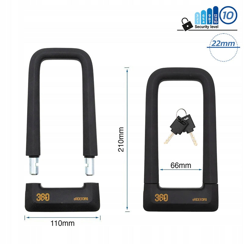 Thick U-lock Key Clasp with Handle Bike / Scooter