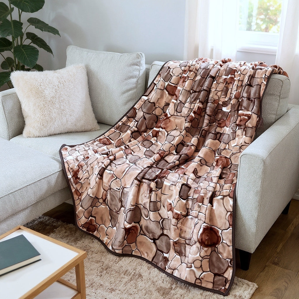 Thick blanket 160x210 acrylic larger than standard 160x200 beige stones Manufacturer code TOSKANIA-T012