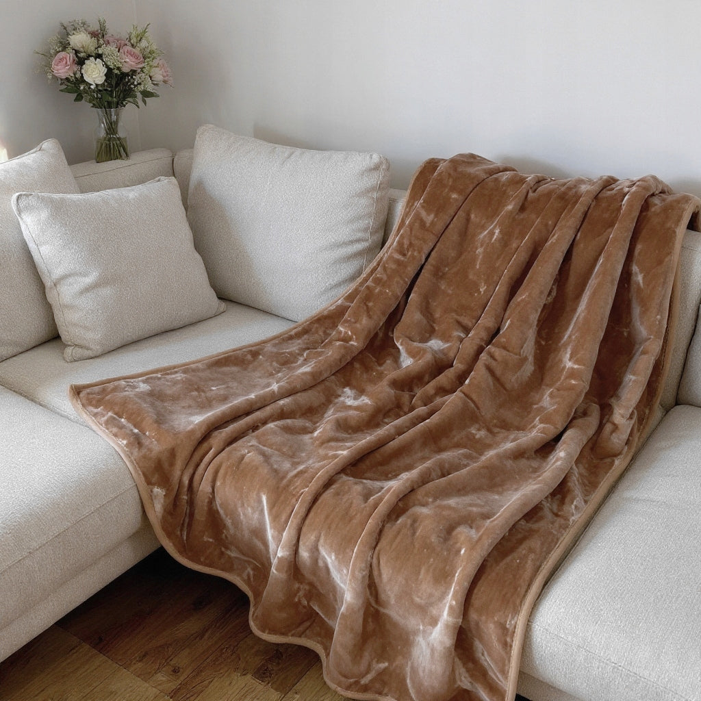 Thick blanket 160x210 acrylic larger than standard 160x200 warm beige Packaging status original