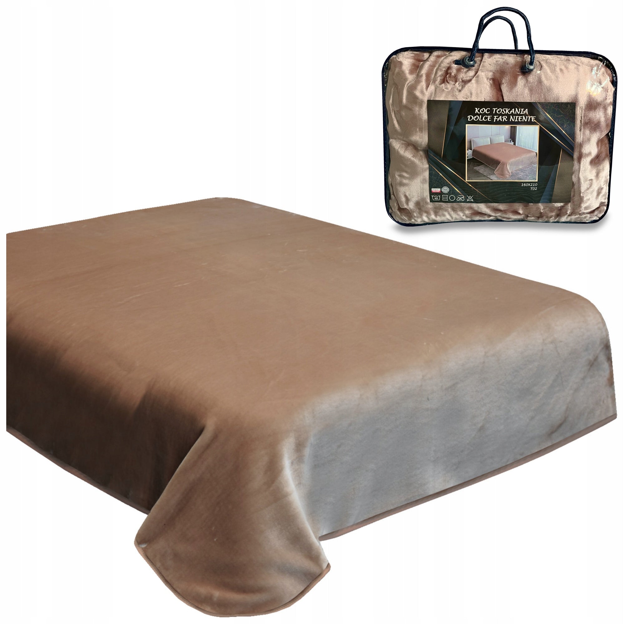 Thick blanket 160x210 acrylic larger than standard 160x200 warm beige
