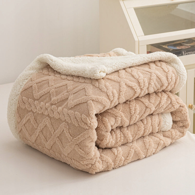 Thick blanket 200x220 plush sweater with lamb winter bedspread beige Packaging status original