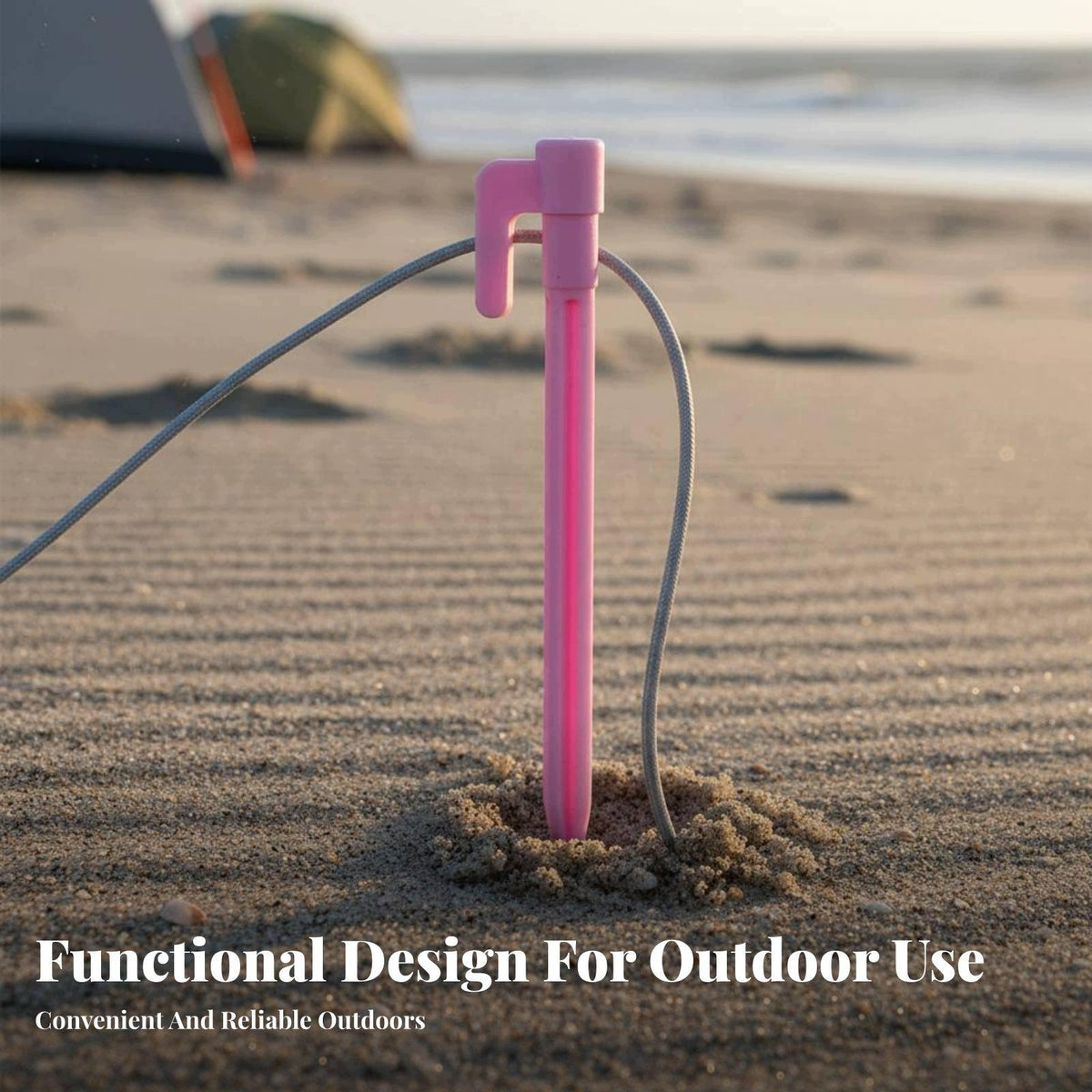 Threaded Ground Stake Firm Hold Threaded Ground Peg Easy Installation Pink Packaging status original