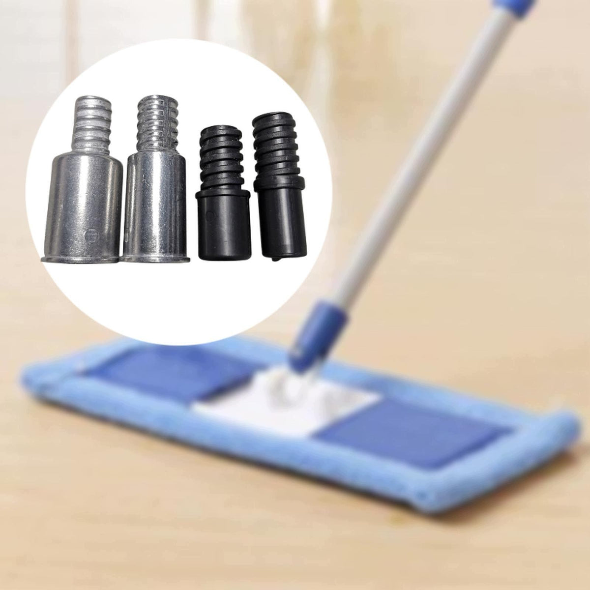 Threaded Tip Connector for Poles and Wooden Handles black silver 4pcs