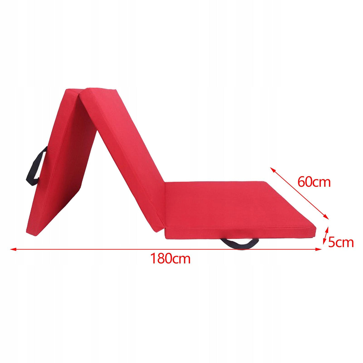 Three Fold Folding Exercise Mat Yoga Pad Unisex Floor Red PU Leather Color red