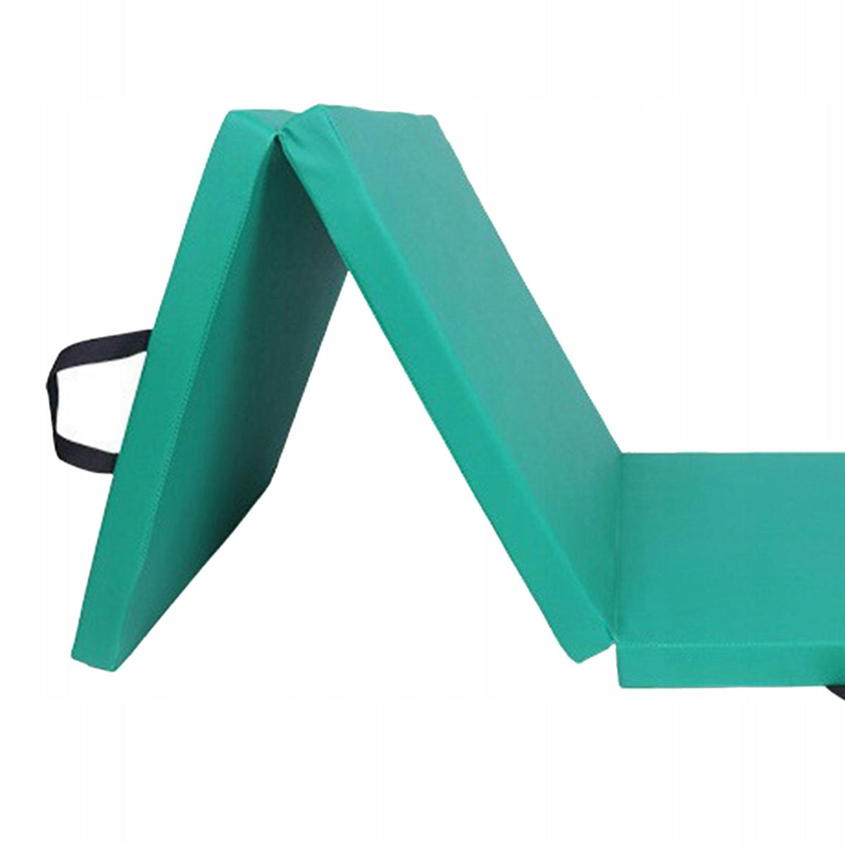Three Fold Folding Thick Exercise Mat Floor Protection Green PU Leather Packaging status original