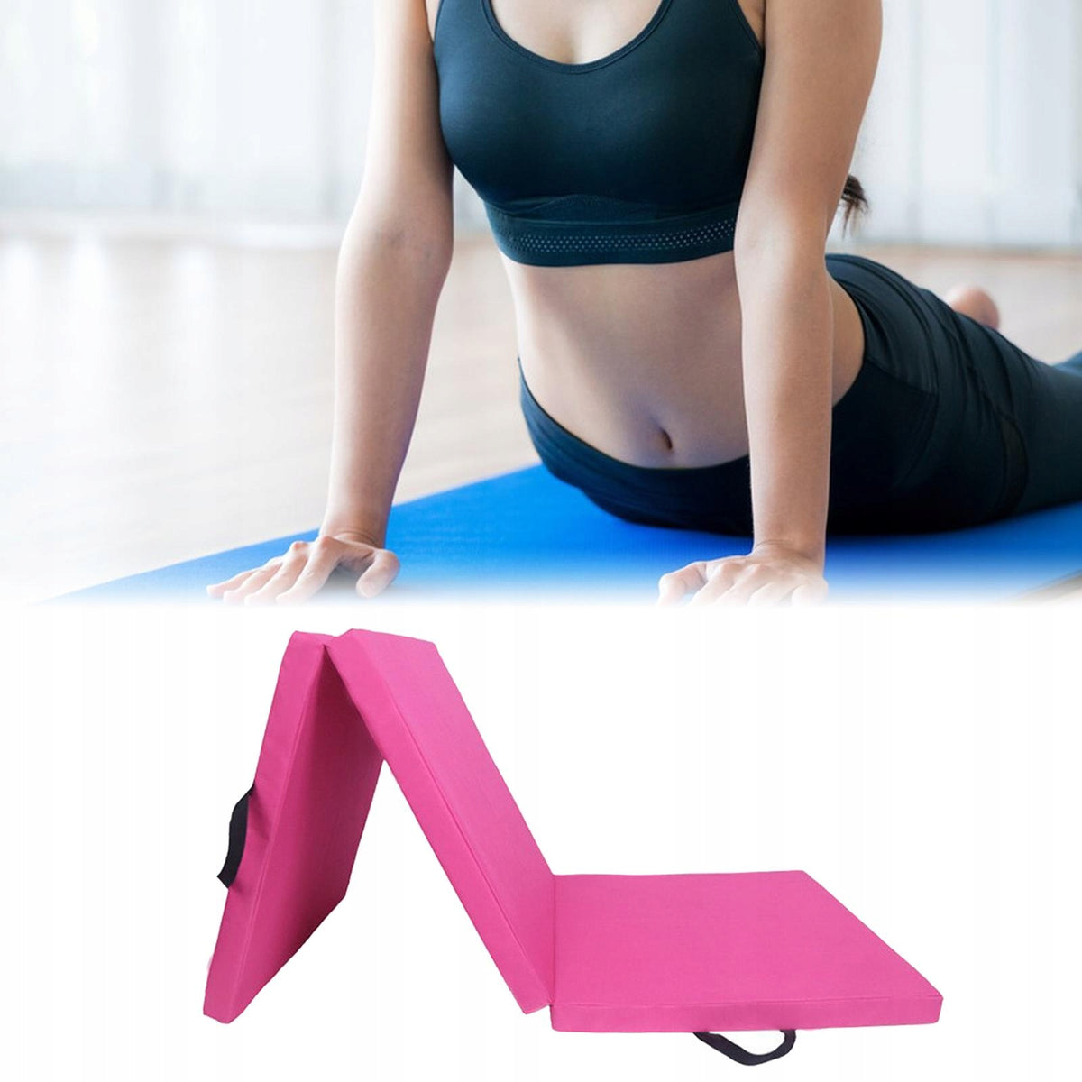 Three Fold Folding Thick Exercise Mat Protective Flooring Pink Oxford Cloth