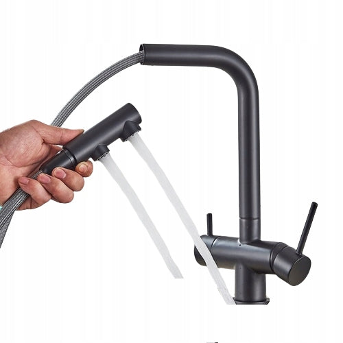 Three-Way Battery Black Pull-Out Spout