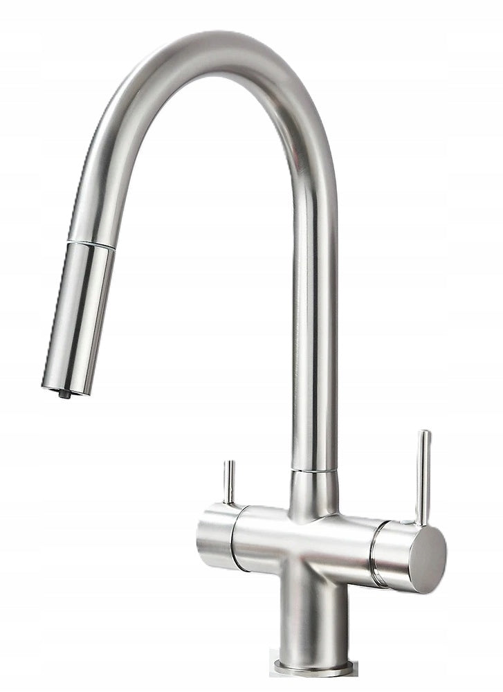 Three-Way Kitchen Faucet for INOX Filter Steel IX DiVa Steel Spout