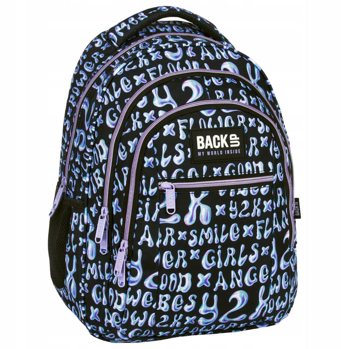 Three-chamber backpack black Derform BACKUP model WITH HOLO INSCRIPTIONS Brand Back Up