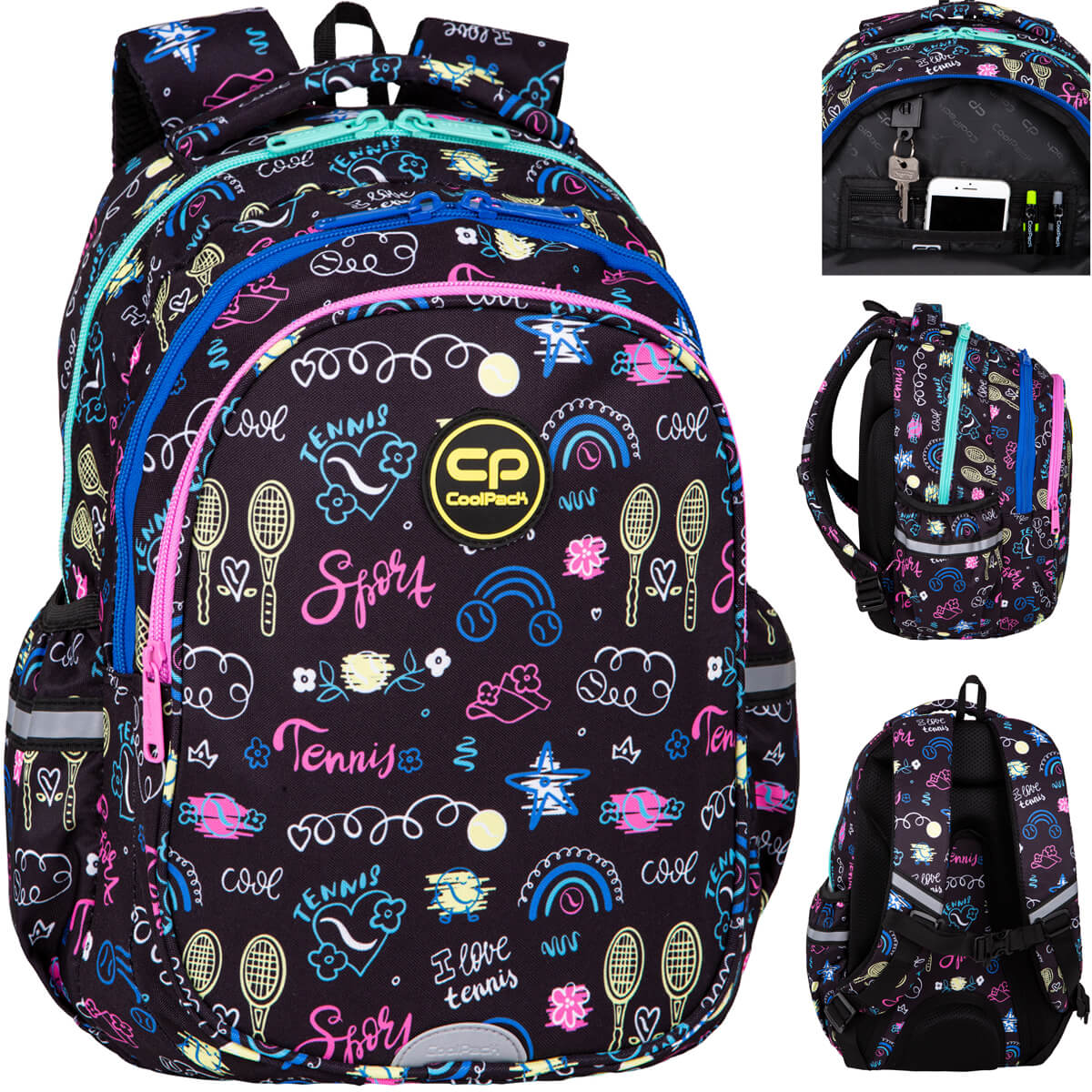 Three-chamber school backpack 19 L Coolpack Jerry TENNIS STAR