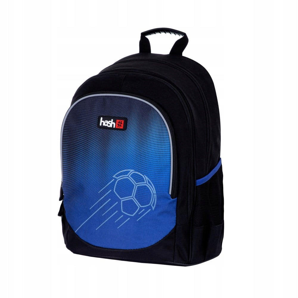 Three-chamber school backpack HASH football AB350 black, blue 20 l Manufacturer code 502023107