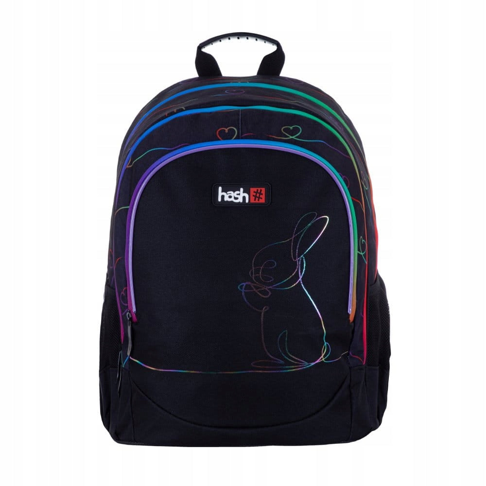 Three compartment backpack HASH RAINBOW BUNNY AB350 black, multicolor 20 L