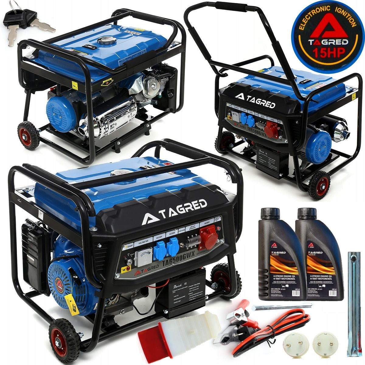 Three-phase generator set 6500W 230V 400V with AVR starter + oil