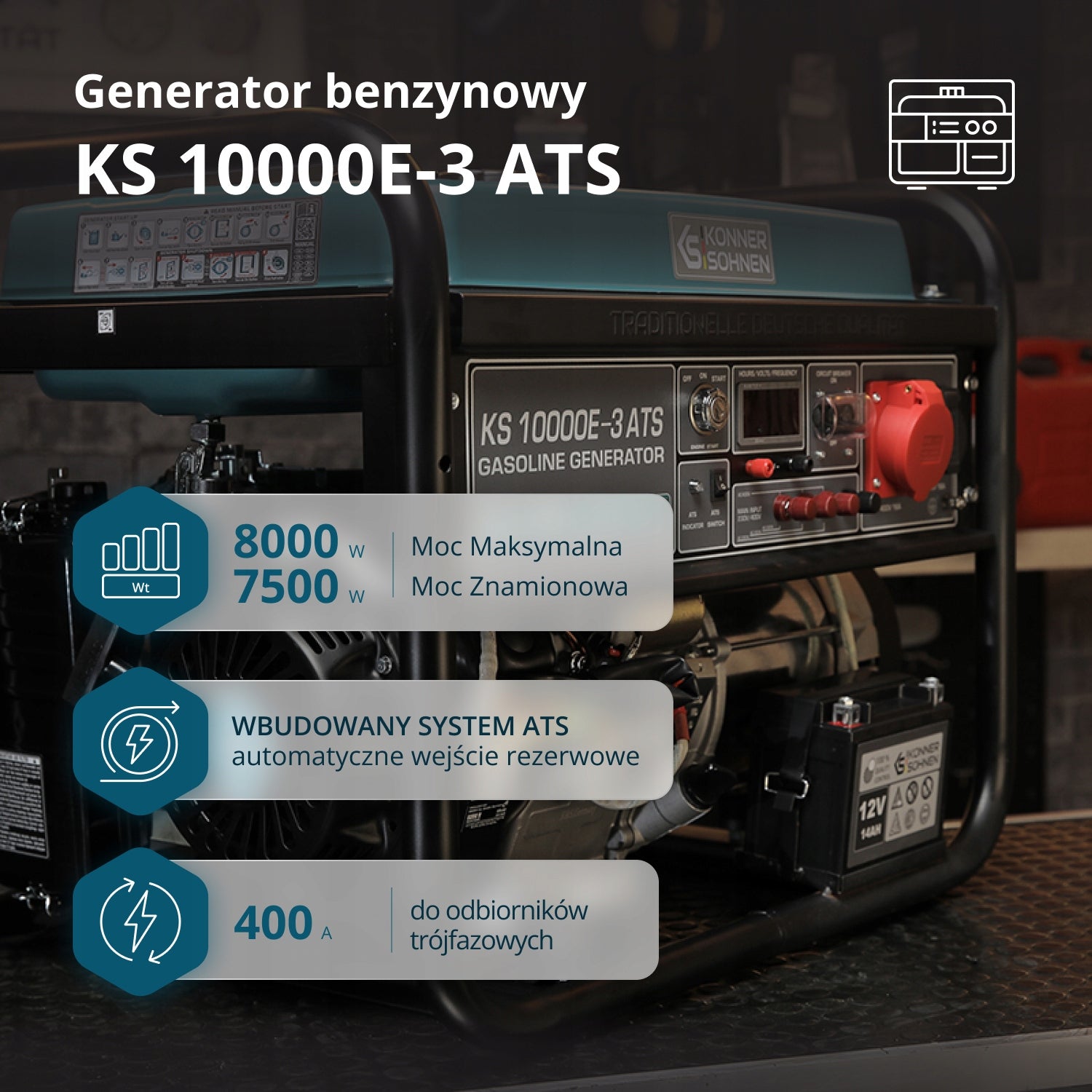 Three-phase generator set KS 10000E-3 ATS Könner & Söhnen 8000 W Packaging status original