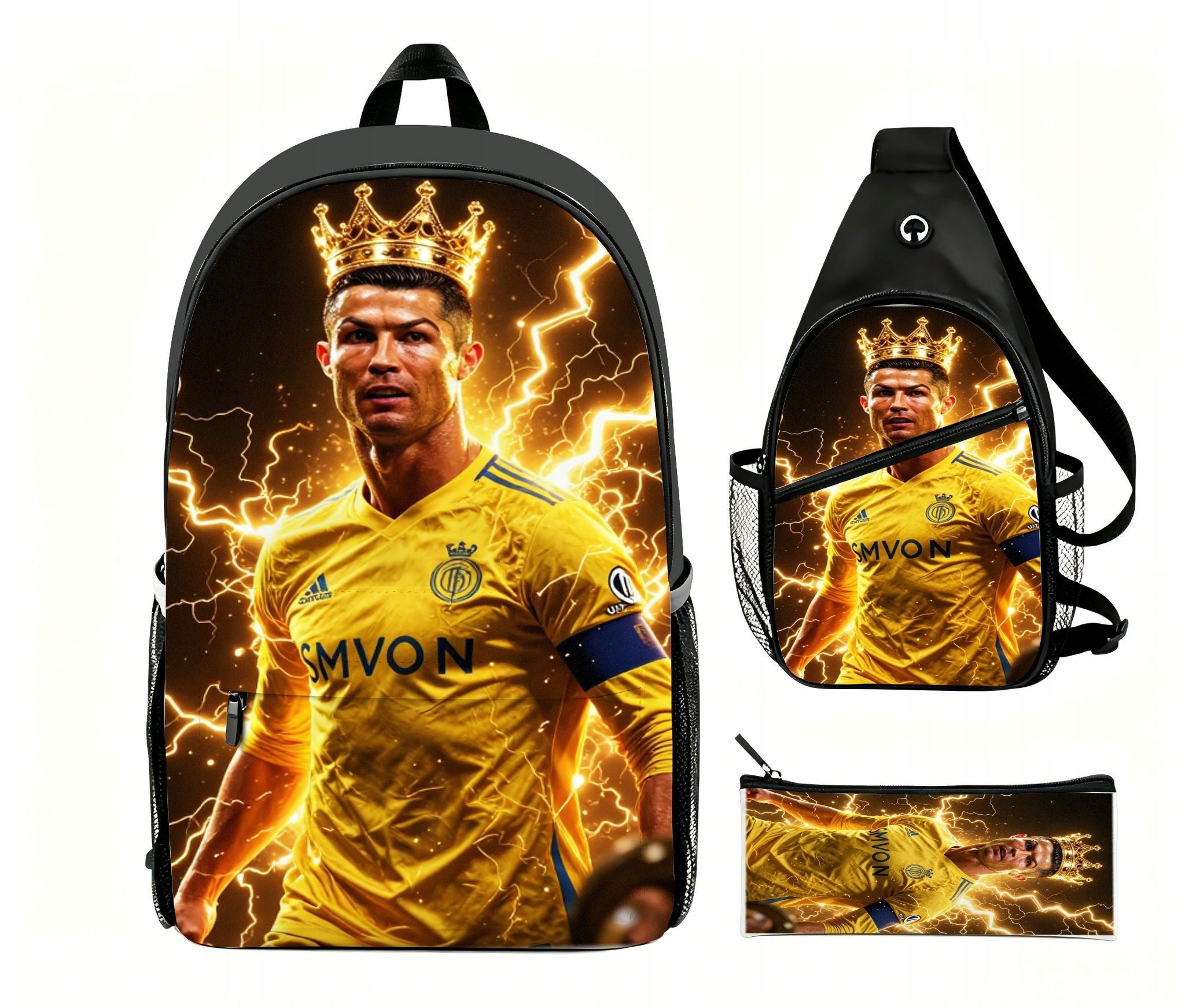 Three-piece FC Barcelona football club set black backpack with kosm Brand no brand