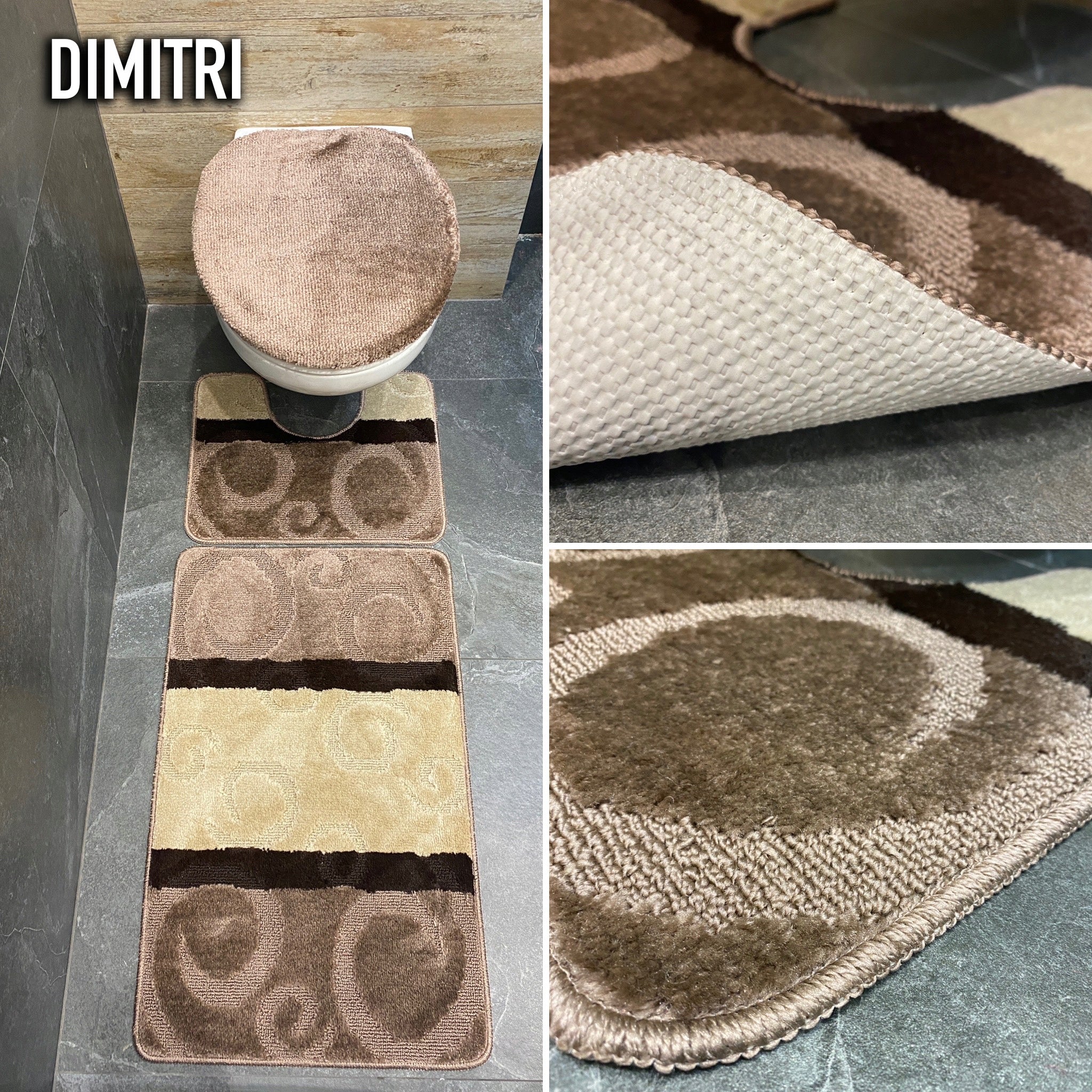 Three-piece rubberized bathroom mats, mix Brand Sindbad