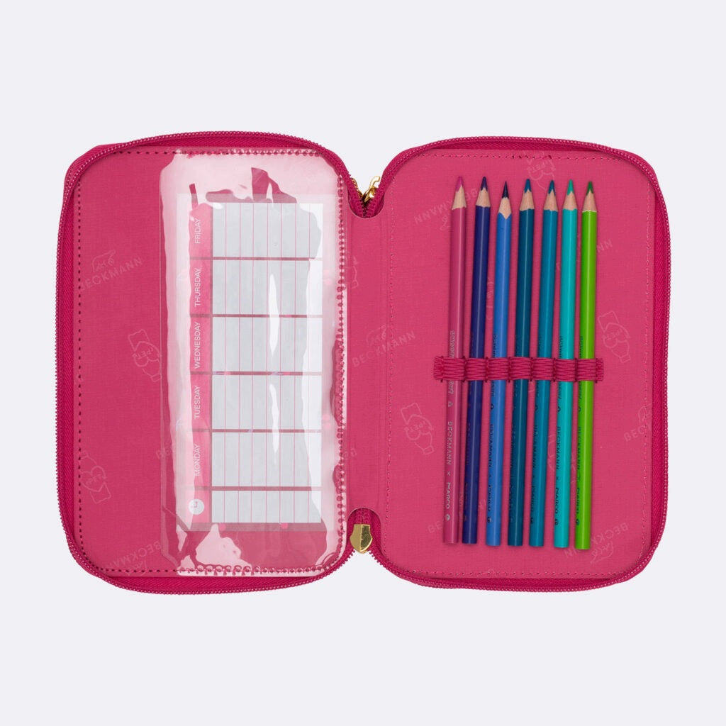 Three-section case fully equipped, Cherry Color multicolor