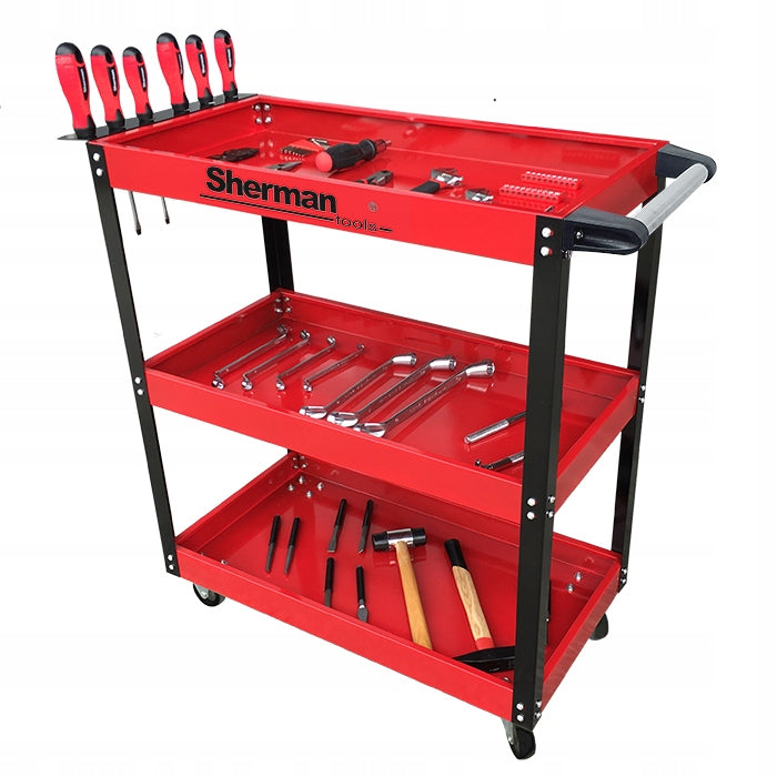 Three-shelf tool workshop trolley 3PB red Sherman EAN (GTIN) 5903686618130