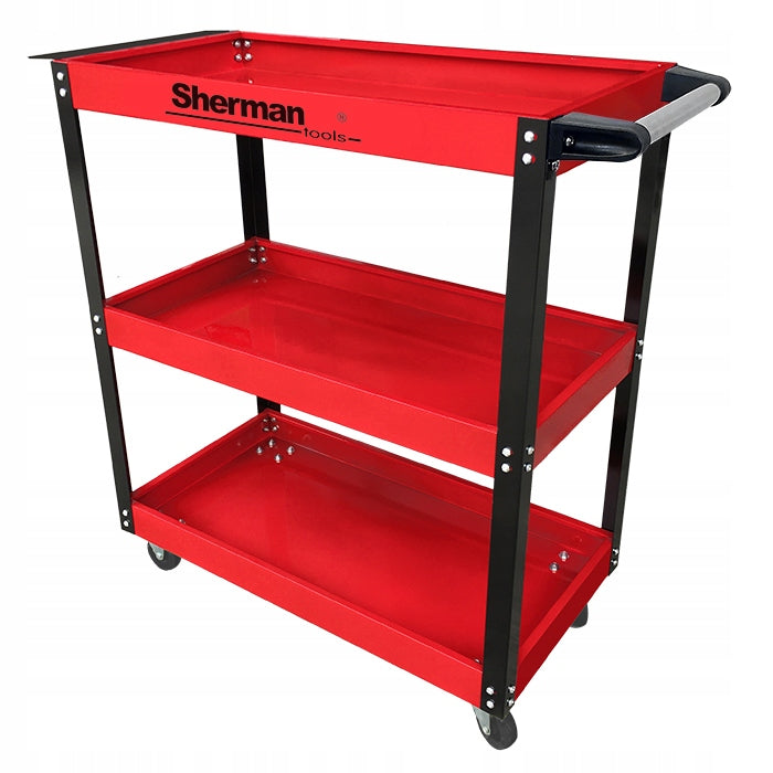 Three-shelf tool workshop trolley 3PB red Sherman