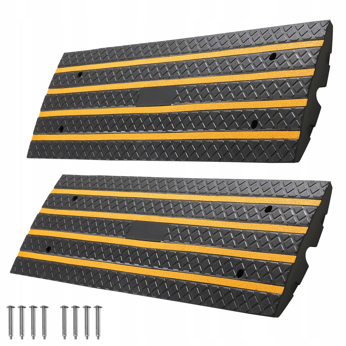 Threshold Ramp 2Pcs Curb Ramp With Yellow Reflective Straps