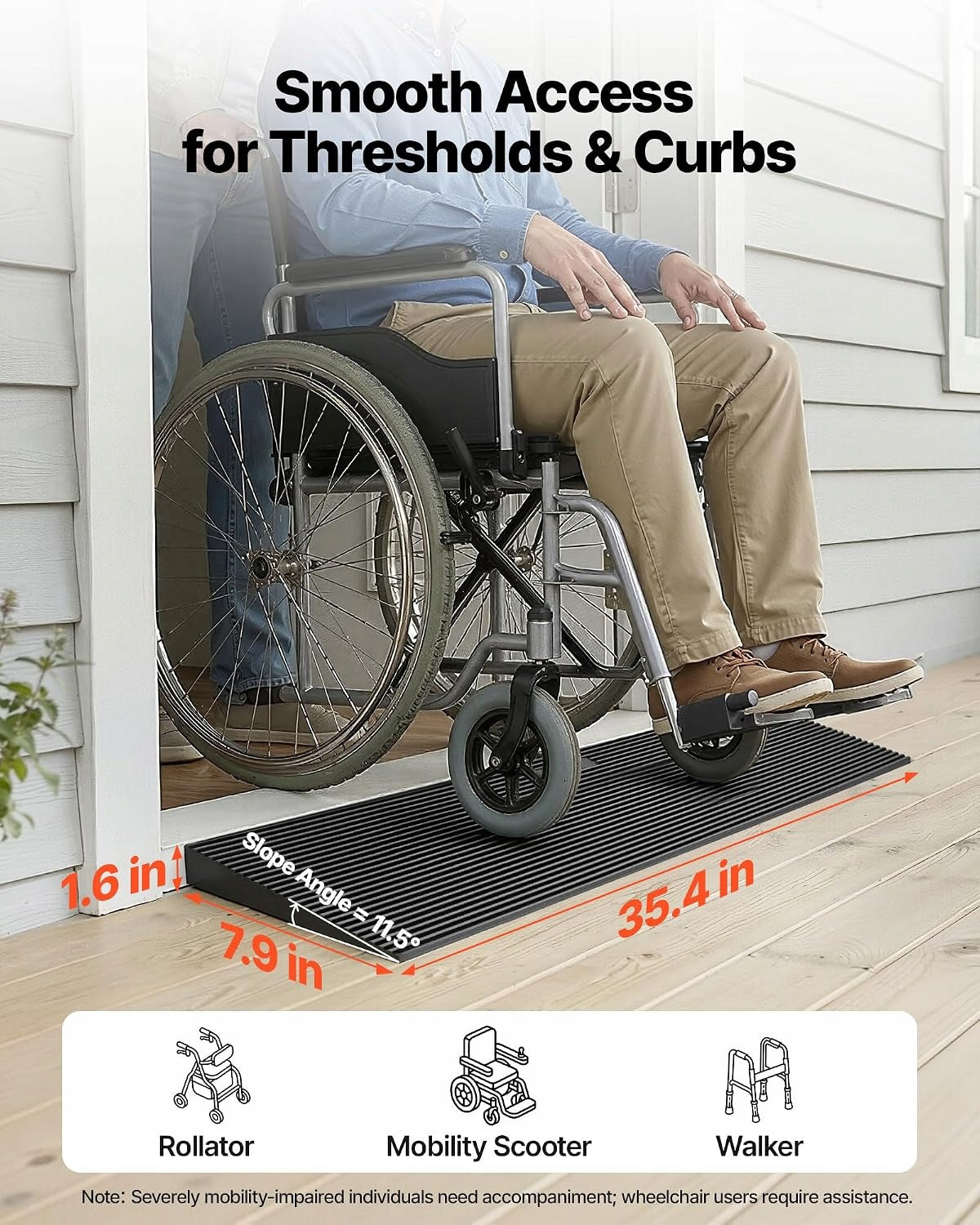 Threshold ramp VEVOR 90x20x4 cm load capacity 15 tons non-slip Brand Vevor