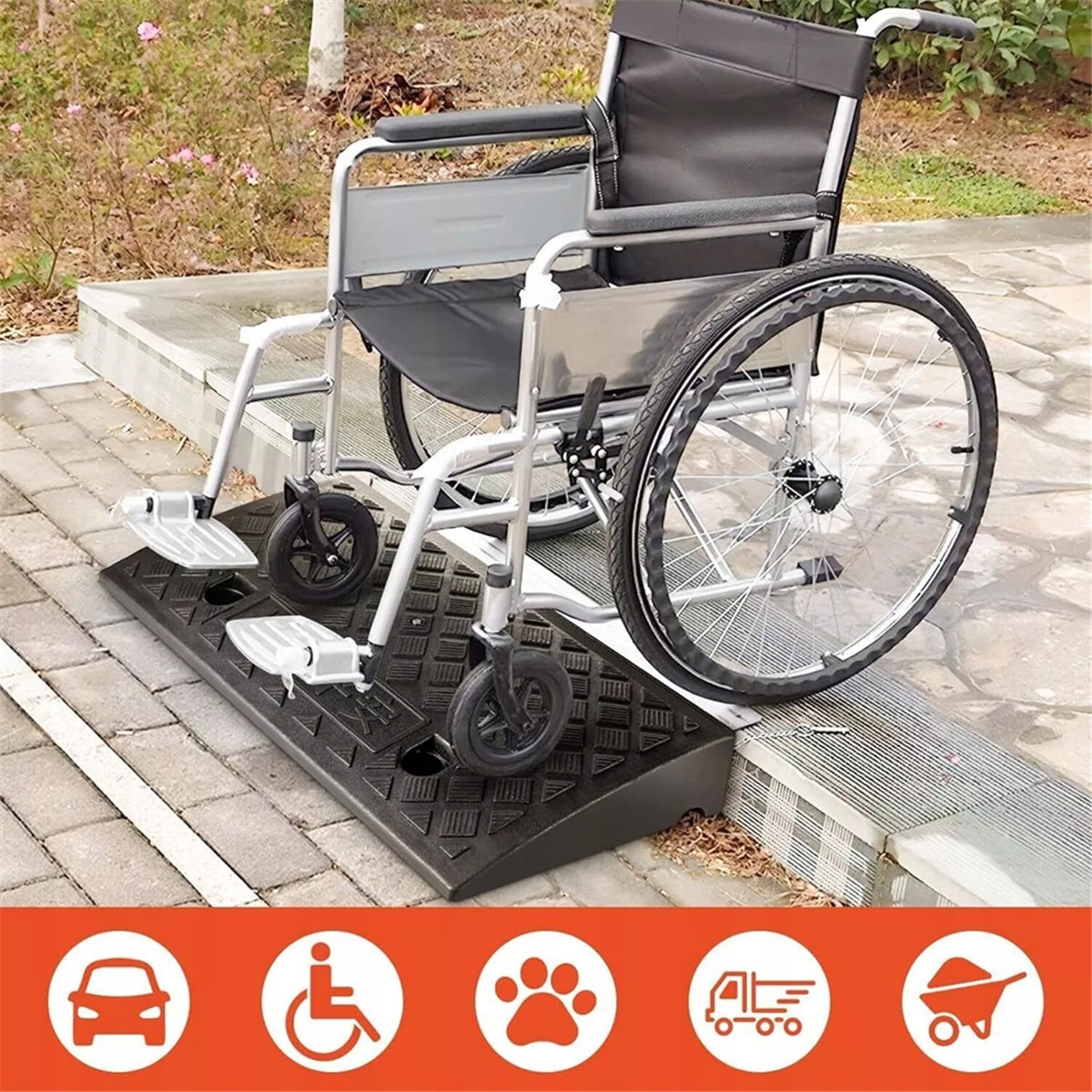 Threshold ramp with anti-slip and shock absorption for car and scooter black Manufacturer code najazd podjazd krawężnikowy pod krawężnik