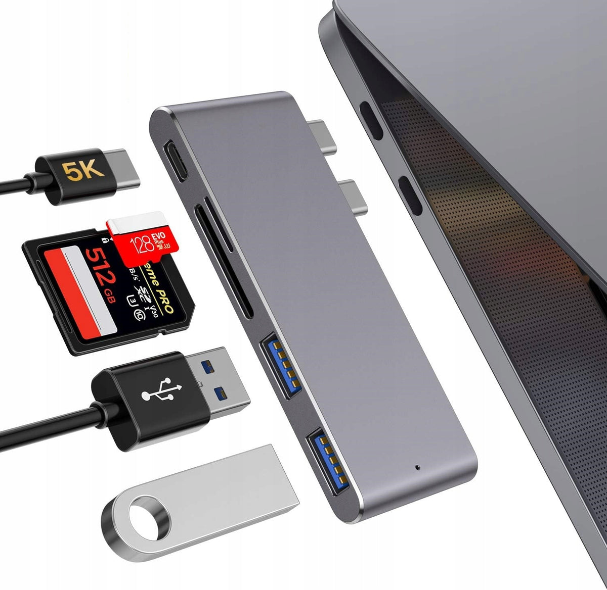 Thunderbolt 3 Hub USB 3.0 USB C Micro SD/SD 100 W for MacBook Adapter