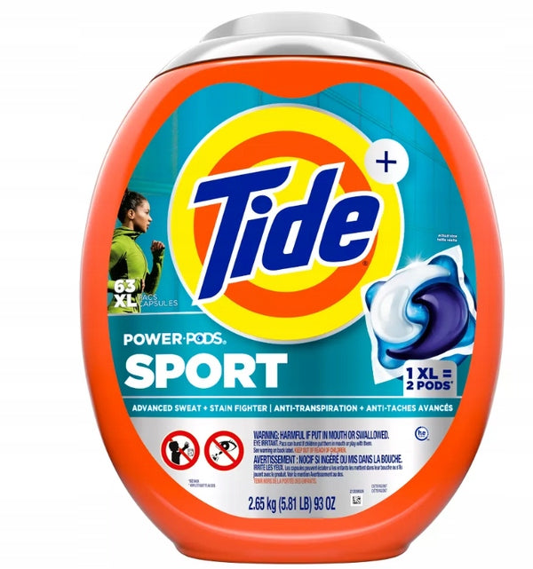 Tide Power Pods Sport 63 Pack-Large Fabric Washing Capsules