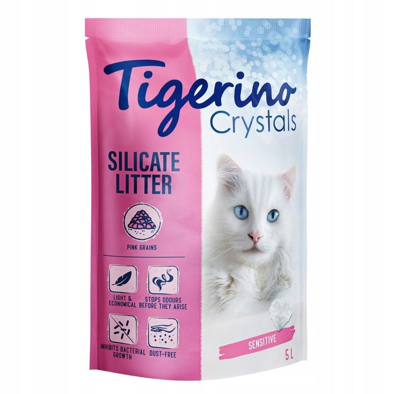 Tigerino Crystals Sensitive PINK, Pink Cat Litter - Unscented, 5L