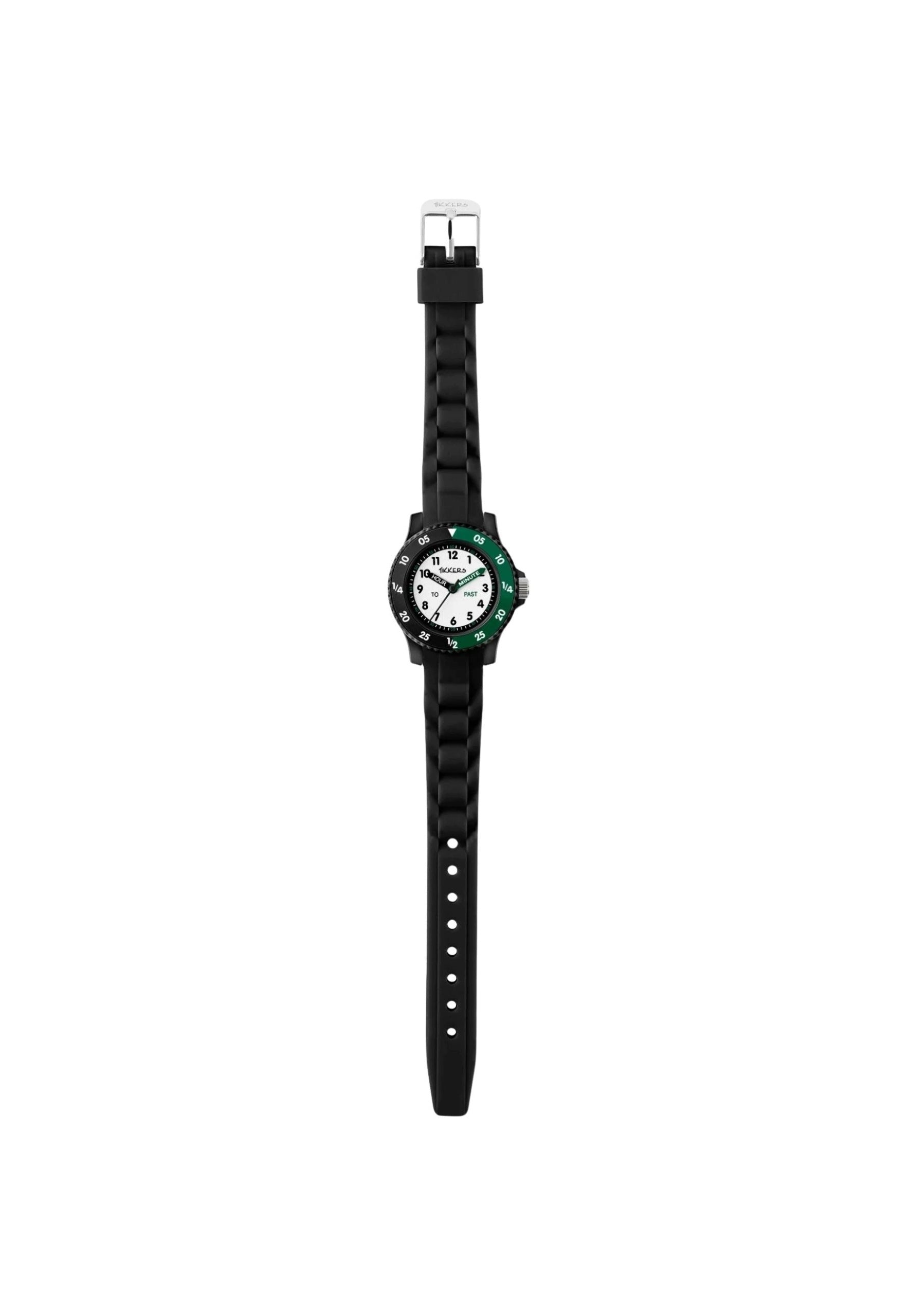 Tikkers Children's Educational Watch Silicone Black Green Silicone Brand no brand