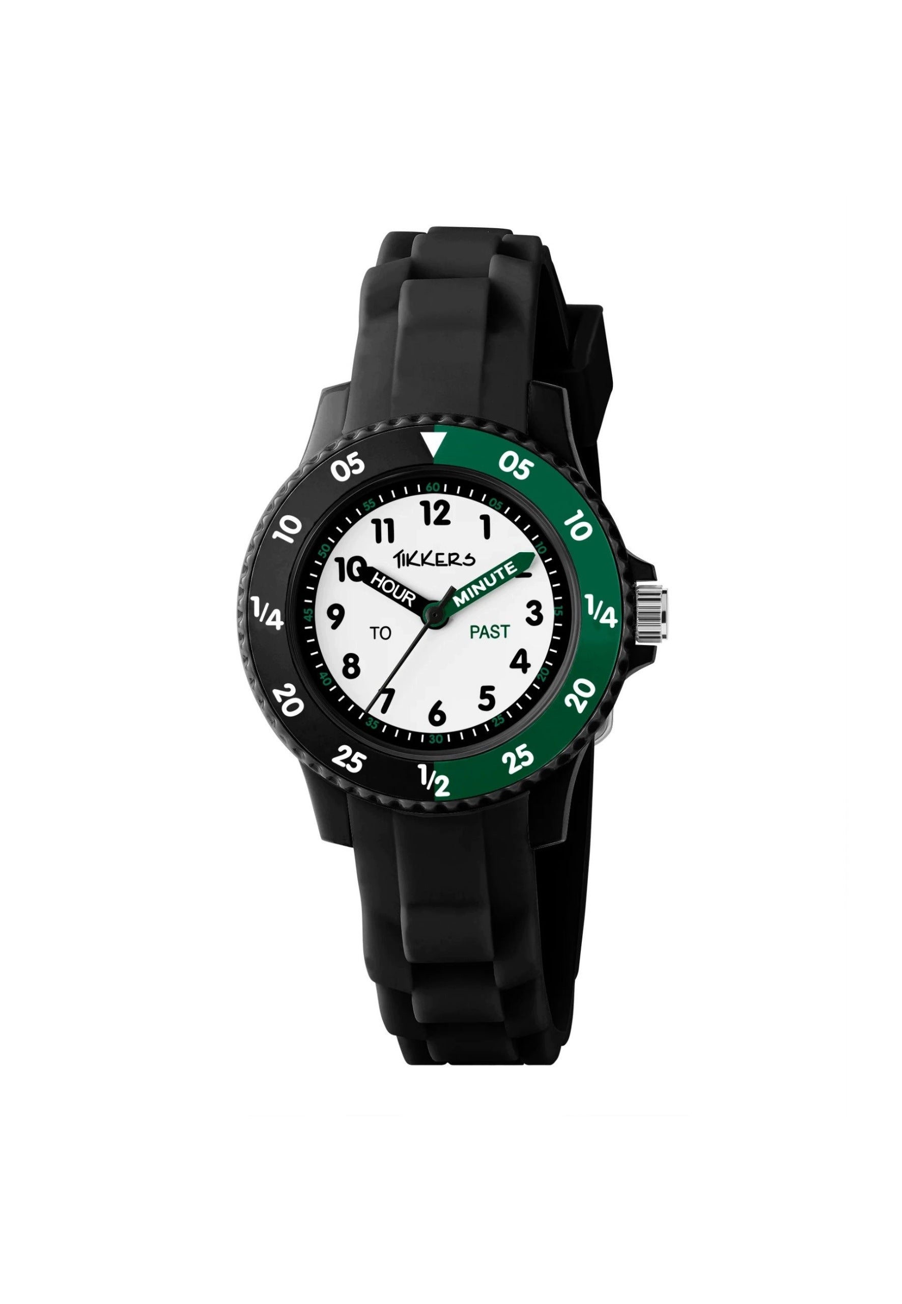 Tikkers Children's Educational Watch Silicone Black Green Silicone