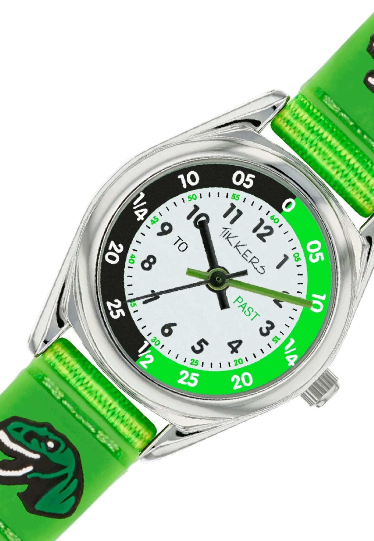 Tikkers Children's Watch Educational Unicorn Green Velcro Silicone Packaging status original