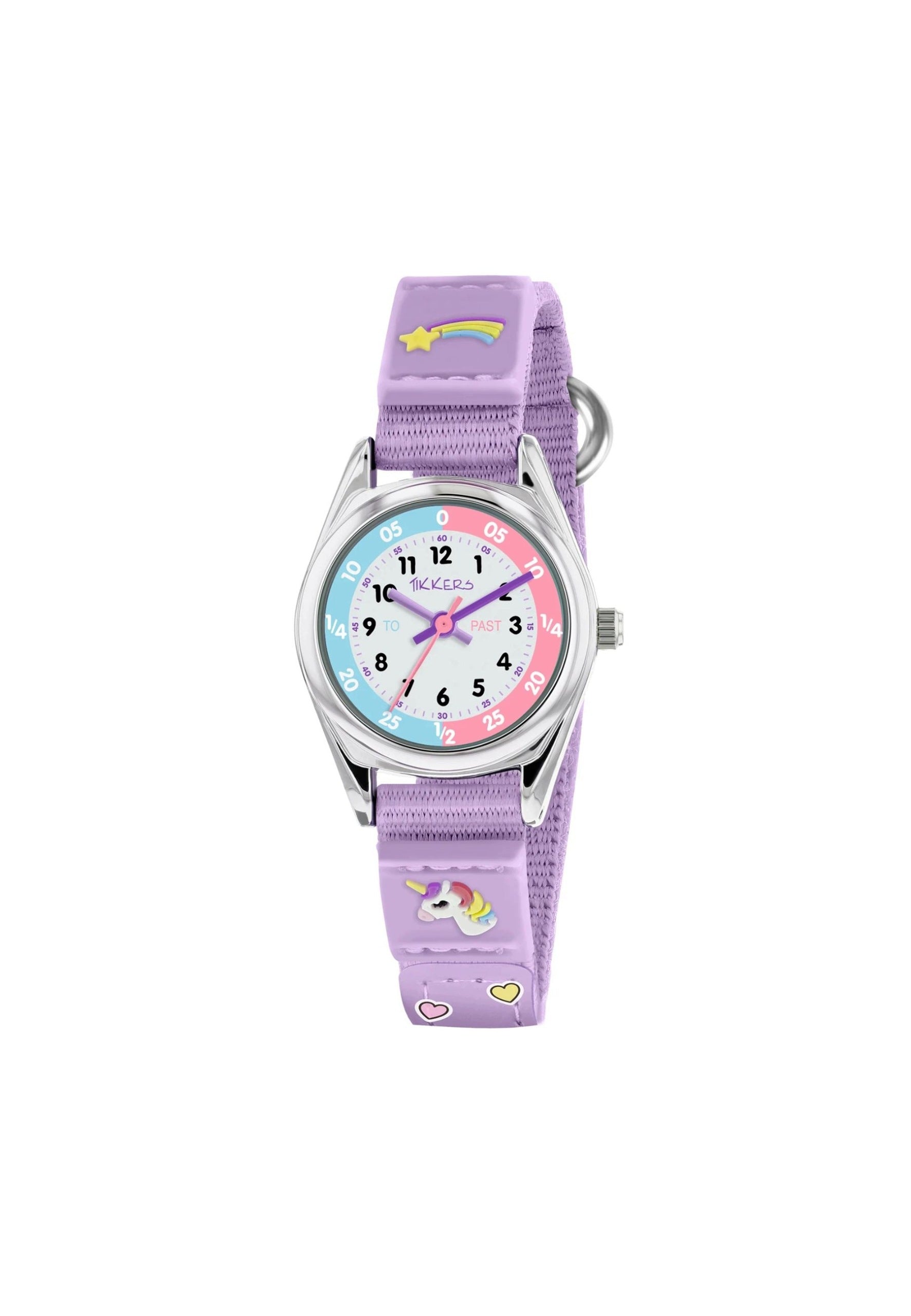 Tikkers Children's Watch Educational Unicorn Purple Velcro Silicone