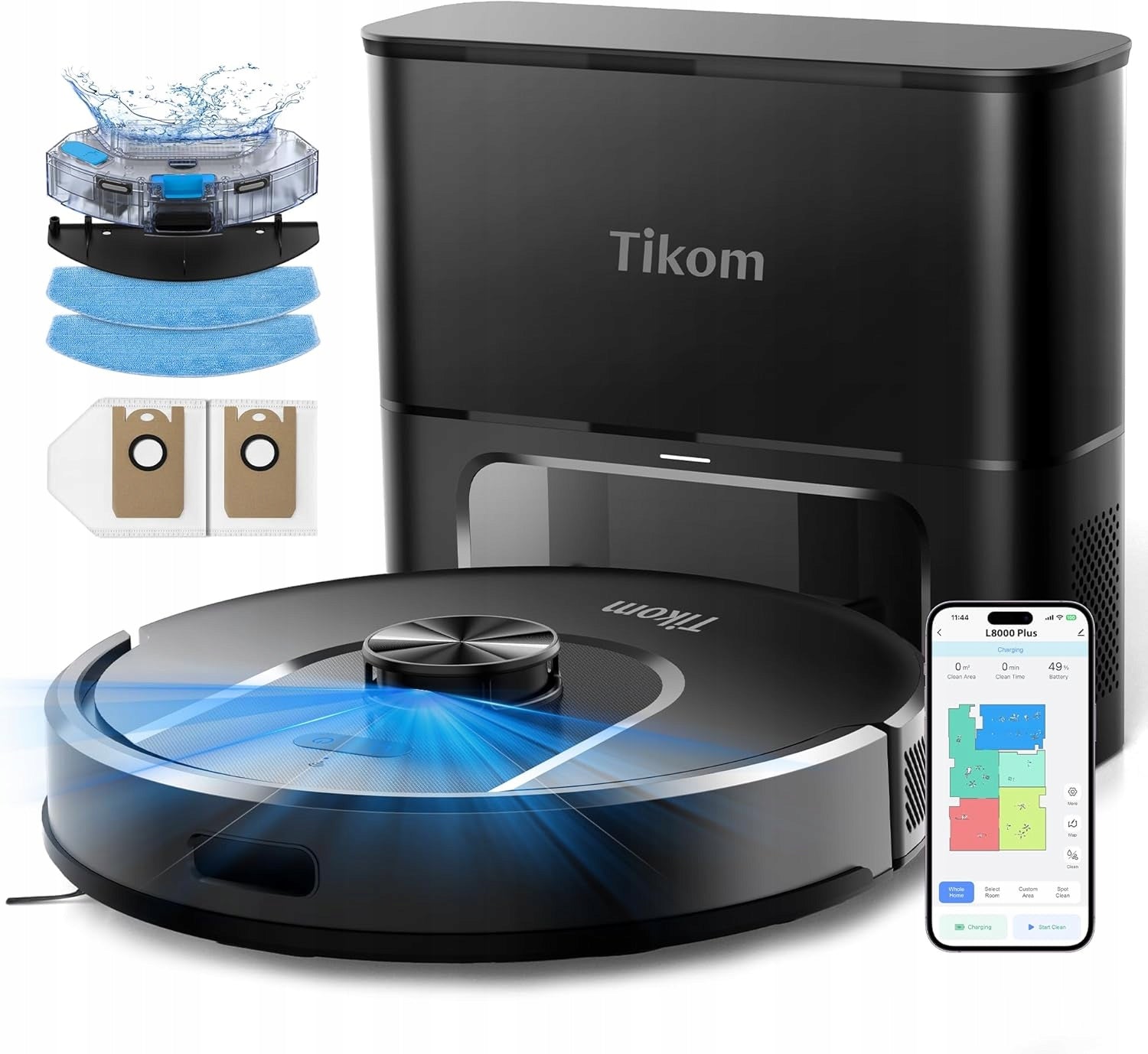 Tikom L8000 Plus Robot Vacuum Cleaner 6000Pa Suction Station LiDAR Mop