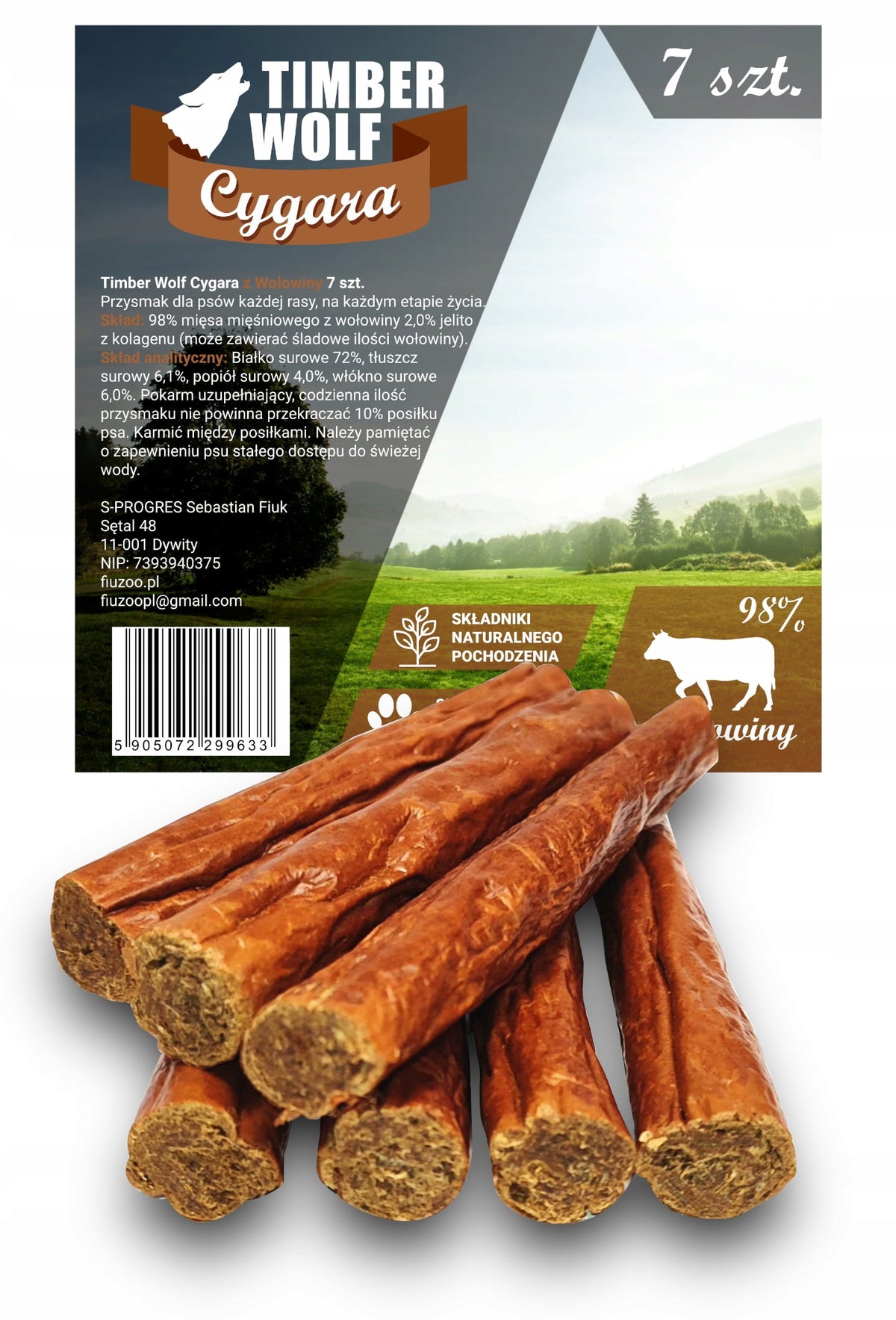 Timber Wolf Natural Beef Cigars 7 pcs. 98%