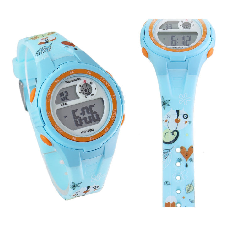 Timemaster LCD children's digital watch with kitty, blue 007/50